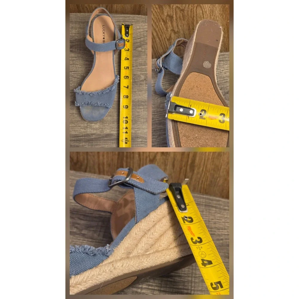 Lucky Brand‎ Moliey Wedge Espadrille Sandals Womens Size 9 Blue Fabric